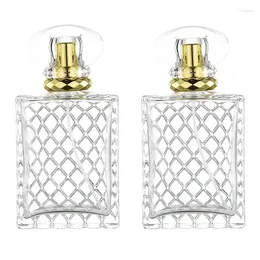 Storage Bottles 8Pcs Perfume Bottle Transparent Gold Cosmetic Refillable 100ML Glass Spray Pump Empty Rectangular Mist Atomizer Vials