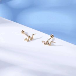 Earrings Pair Punk Snake Stud Earring for Women Men Rose gold plated Earrings Helix Conch Cartilage Vintage Piercings 230831