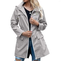 Women's Trench Coats Imcute Women Lightweight Waterproof Rain Jackets Active Outdoor Hooded Windbreaker Raincoat