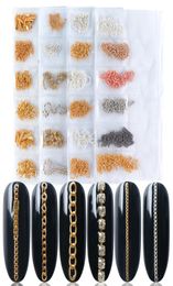 6 Types Nail Art Accessory Alloy Chains 3D Nail Decorations Studs Manicure Wraps DIY Nail Design Polish Metal Jewellery LEFB01047625024