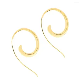 Stud Earrings Graceful Curve Hoop For Women Gold Color Cute Simple Long Earings Fashion Jewelry Lady Gifts