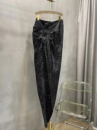 Skirts 2024 Autumn/Winter Coated Denim Knife Cut Snake Skin Pattern Extra Long Floor Wrap Hip Dress 1115