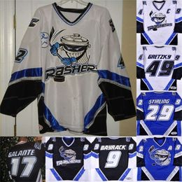 CeoA3740 Custom Danbury Trashers 2004-05 Jersey Brent Gretzky Mike Bayrack Brad Wingfield Jon Mirasty Scott Stirling Bren dan McCartin Regan GALANTE