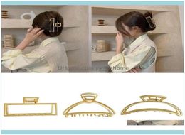 Hair Jewellery Jewelryhair Clips Barrettes French Style Women Gold Metal Claw Large Hollow Out Geometric Jaw Clamp Minimalist Nonsli6359274