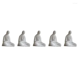 Decorative Figurines 5X Mini White Ceramic Buddha Statue Meditating Monk Zen Style Miniature Landscape Accessories