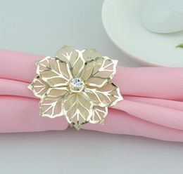 Fashion Napkin Rings Upscale Gold Flower Rhinestone Wedding Party Napkin Ring Home el Beautiful Table Decoration DHL WX917422256