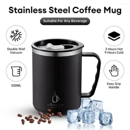 Mugs 304 Stainless Steel Coffee Cup Mug With Lid Insulated Double Wall Tumbler Handle Heat-resistant Drinkware