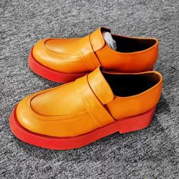 Casual Shoes British Style High Quality Soft Genuine Leather Loafers Thick Bottoms Platform Men Designer Dress