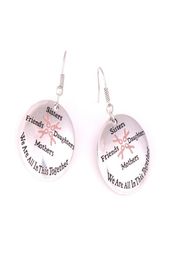 Breast Cancer Awareness Pink Ribbon Sisters Friends Daughters Mothers We Are In This Together Charm Pendent Earring For Woman Gift4067992