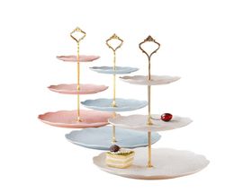 3 Tier Cake Plate Stand Handle Fitting Silver Gold Wedding Party Crown Rod Kitchen Dinnerware2710104