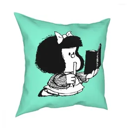 Pillow Mafalda Reading Her Book Throw Cover Decorative Kawaii Cartoon Novelty Pillowcover Home Decor