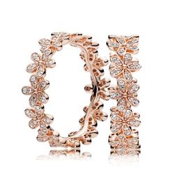 Band 925 S P Ring Rose Gold Dazzling Daisy Flower Chain With Crystal Rings For Women Wedding Party Jewelry Soo2Z Nizgq4422117