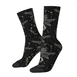 Men's Socks Cute Printed Crow Moon For Stretchy Summer Spooky Witch Crew Novelty Street Style Crazy Men Women