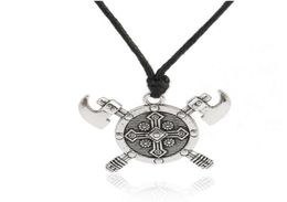 JF127 Newest Design Viking Religious Axe Pendants Necklace Jewellery Double Axes Shield Amulet Charms Necklace Jewellery Whole8421845