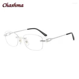 Sunglasses Frames Chashma Men Rimless Glasse Pure Titanium Light Optical Eyewear Brand Designer Optic Degrees Prescription Lenses Spectacles