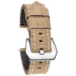 Watch Bands Cashmere canvas strap for quick release of high-quality denim KHAKI two-piece with matte steel buckle 20mm 22mm 24mm Q240430