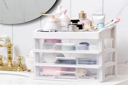 Multi Layer Cosmetic Drawer Makeup Organiser Women Jewellery Container Make Up Brush Cotton Swabs Lipsticks Tissue Storage Box1605363
