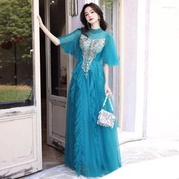 Party Dresses Evening For Women High Neck Trumpet Sleeve Prom Dress Ruched Formal Wedding Saudi Arabia