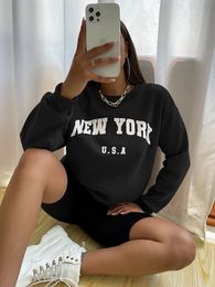 York USA Letter Prints Womens Sweatshirts Vintage Hip Hop Casual Long Sleeves Street Fashion Clothes Allmatch Woman Hoodies 240428