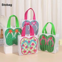 Storage Bags StoBag 12pcs Cartoon Slippers Non-woven Tote Kids Gift Candy Package Fabric Waterproof Reusable Pouch Party Favors