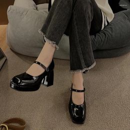 Dress Shoes Spring Summer Women High Heels School Student Mary Janes Platform Heel Ladies Japanese Style Vintage Girls