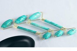 Double head natural Turquoise Facial Relaxation Slimming Tool Face massage Roller Massager For Face jade massage stone6518844