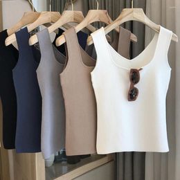 Women's Tanks Women Tops Cool Ice Linen Knit Sweater Draped Two-sided Wear Small Camisole Outside Bottoming Tank T-shirt