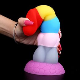 Other Health Beauty Items Multi Coloured false penis used for anal real with suction cup G-Spot massage plug huge dragon female Q240430