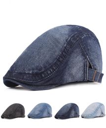 Casual Denim Flat Cap Adjustable Cotton Hat Jeff Cap Washed Classic Cowboy Woman and Man Vintage Fashion3684436