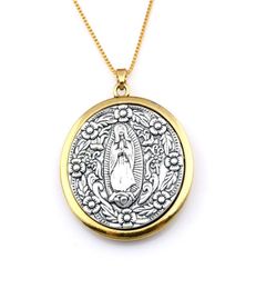 10pcslots Europe and America Twotone Virgin Mary medal Alloy Charms Pendant Necklaces Jewellery DIY 236 inches Chains Christmas g3857752