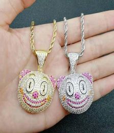 iced out clown pendant necklaces for men women hip hop luxury designer bling diamond cartoon pendants 18k gold plated chain neckla6481520