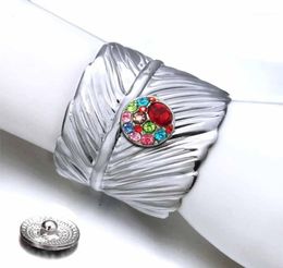 Leaves 111 Exaggerated Flowers Arm Big Fit 18mm Snap Button Bangle Bracelet Cuff Jewelry For Women1313678