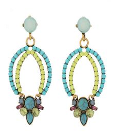 Bohemian Vintage studs Geometric Long Earrings Resin Stone Drop Earings Fashion Jewellery Ethnic Round Statement Earring 20213837221