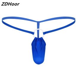 Underpants Mens plastic O-ring raised bag G-shaped string low rise T-shaped back elastic waistband thong underwear Valentines Day gift Q240430