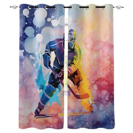 Curtain Sports Ice Hockey Athletes Simple Watercolours Curtains For Windows Drapes Modern Printing Living Room Bedroom