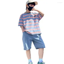 Clothing Sets Summer Kids Boys T Shirt Shorts 2pcs Children Sport Suit Teenager Korean Loose Tracksuits 5-14 Outfits