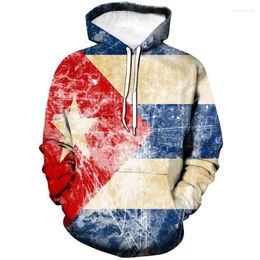 Men's Hoodies 3D Printed Cuba Flag Hoodie For Men In Long Sleeves Sweatshirts Pullover Tops Fashion Sports Running Oversized