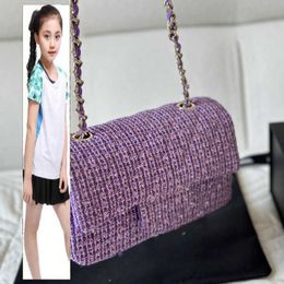 Kids Bags Luxury Brand CC Bag French Ladies Designer Classic Mini Tweed Purple Shoulder Bags With Sequins Shimmer Purse GHW Crossbody Shoulder Handbags Turn Lock Pho