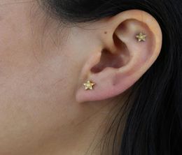 Real 925 Sterling Silver Star Stud Earring with White Fire Opal 5A CZ Pave Delicate Cute Mini Star Stud Earring for Wedding Gift8281140