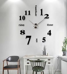 New Home decoration big 273747inch mirror wall clock modern design 3D DIY large decorative wall clock watch wall unique gift 2015387668