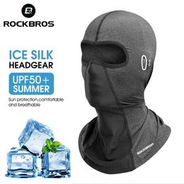 Rockbros Summer Cool Womens Hat Anti UV Full Face Mask Motorcycle Helmet Balaclava Ice Silk Breathable Dust proof Bicycle Hat 240428
