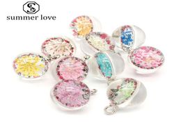 Unique Design Ball Shape 20MM Dried Flower Glass Pendant Charm for Necklace Earring Harajuku Style Transparent Diy Jewellery Charm7717858