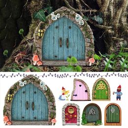 Wood Miniature Fairy Gnome Window Door Elf Home Creative Tree Door Home Childrens Toys Garden Decoration Miniatures 240430