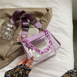 Shoulder Bags Designer Fashion Transparent Bag Female Summer 2022 Trendy Niche Portable PU Jelly Chain Messenger Totes 5563 7780 6889