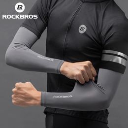 Rockbros Ice Silk Sun Protection Bicycle Arm Guards Sleeves Cool and Breathable Mens Outdoor Sports Driving Arm Guards Summer 240425