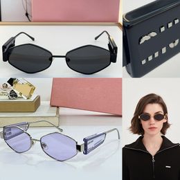 Ladies Fashion Polygonal Metal Frame Sunglasses Designer High Quality Sun Visor Light Decorative Mirror with Original Box SMU5689TS