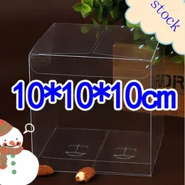 Gift Wrap 24PCS 10 10cm Transparent Waterproof Clear PVC Boxes Packaging Small Plastic Box Storage For Food/jewelry/Candy/Gift/cosmetic