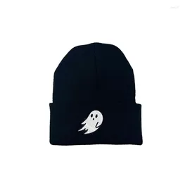 Berets Fashion Autumn Winter Warm Hat Ghost Embroidery Beanies Knitted Couple Ski Hallowmas Funny