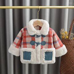 Down Coat Winter Born Baby Girl's Clothes Outfits Plaid Velvet Warm Jackets Outerwear For Girls Clothing 1st Birthday Woollen Coats