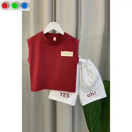 Clothing Sets Summer Korean Children's Clothes Casual Boys Sleeveless T-shirt Tops Shorts 2-Piece Set Kids Letter Loungewear Baby Outfit